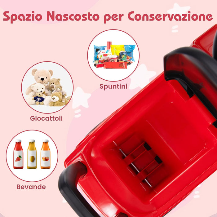 Camion dei Pompieri per Bambini, Macchinina Cavalcabile con Musica e Clacson, con Spazio di Stoccaggio Nascosto e Volante, Regalo per Bambini 2-6 Anni