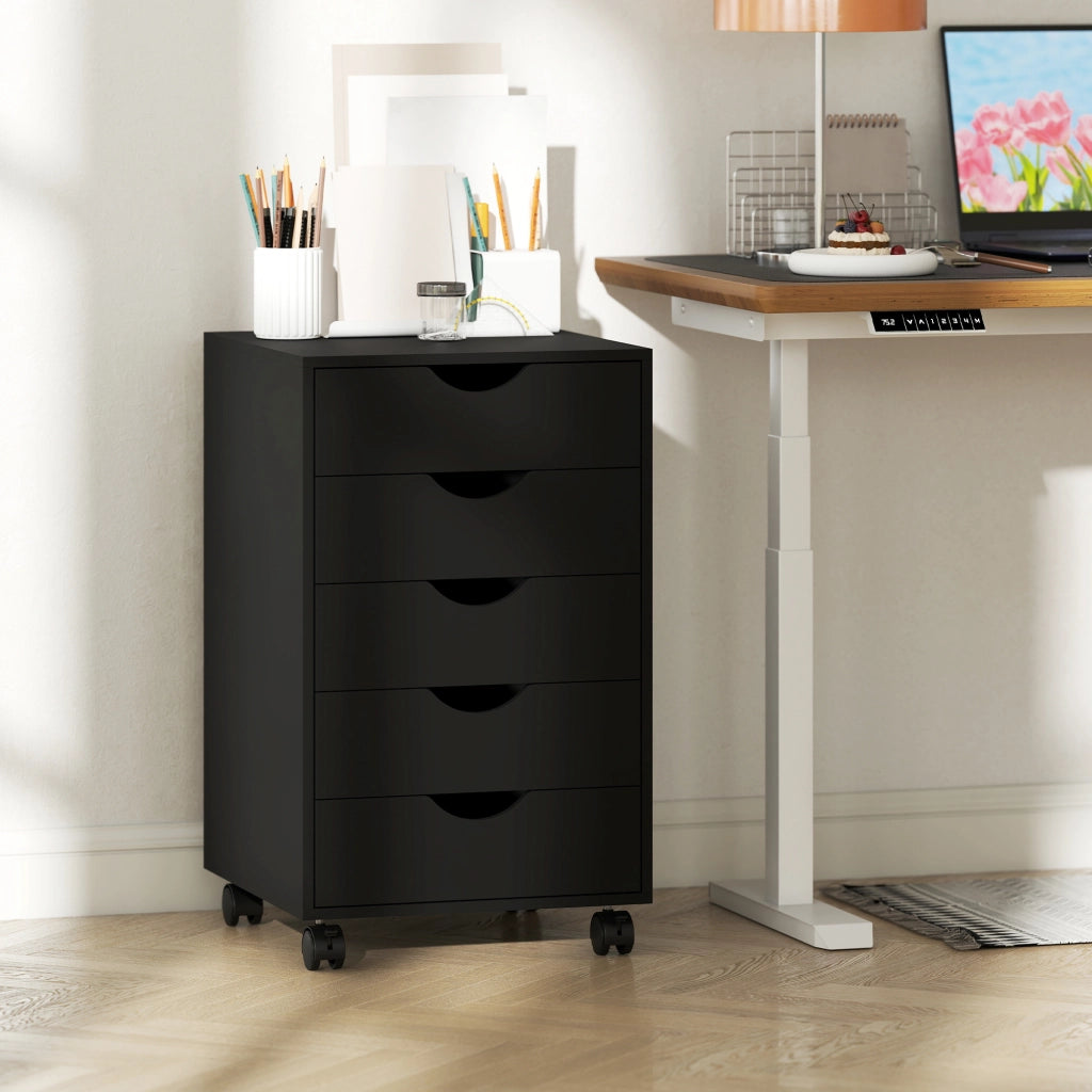 Scrivania con cassetti ¨C zephmum ¨C 5 cassetti, 40x40x67 cm, nero