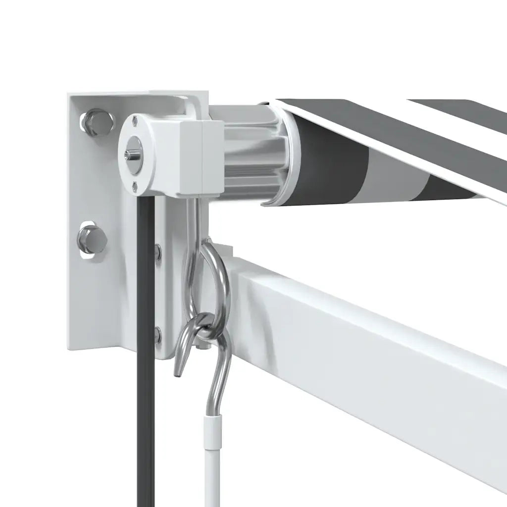 Tenda retrattile-Tenda parasole per balcone Antracite e Bianca 3,5x2,5m Tessuto/Alluminio 453695