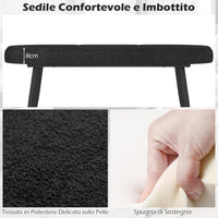 Panca Scarpiera da 113 cm, Panca da Ingresso con Cuscino Imbottito in Spugna e Gambe Metalliche Solide, Panca Fondo Letto per Soggiorno Camera da Letto, Carico 300 kg (Nero)