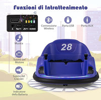 Autoscontro Elettrico per Bambini, Macchina Elettrica per Bambini con Luci LED, Connessione Wireless, Musica Giro a 360°, Macchina Cavalcabile per Bambini 18+ Mesi (Viola)