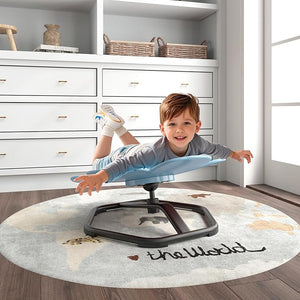 Sedia Girevole a 360° per Bambini, Sedia Sensoriale con Base in Metallo Antiscivolo per Allenare la Coordinazione Fisica e l'Equilibrio, Giocattolo per Cameretta (Blu,Fiore)