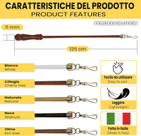 Frusta/Frustino Asta Tiratenda in Legno Ciliegio di 125cm, Diametro 1cm - Ottima per Scorrimento della Tenda - Durevole e Robusto