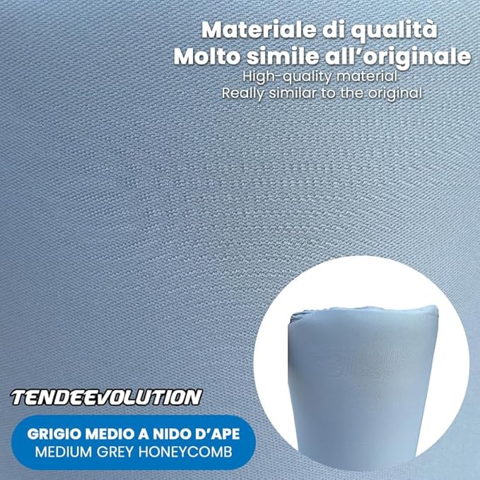Kit Riparazione Tessuto Cielo Auto - Nido D'ape Grigio Medio Con 1 Colla a Pennello - Misura 1,50 x 4 m - Adatto anche per Pannelli Portiere e Pantoni