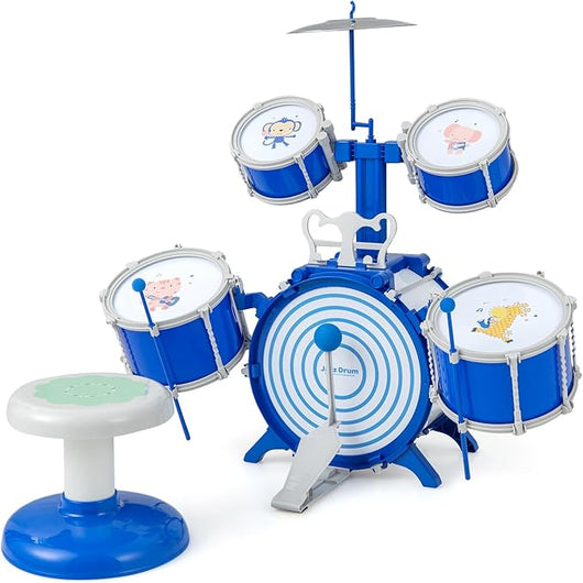 Set di Batteria per Bambini, Kit di Batteria Jazz con Cassa, Strumento Musicale a Percussione Educativo per Bambini 3+ Anni