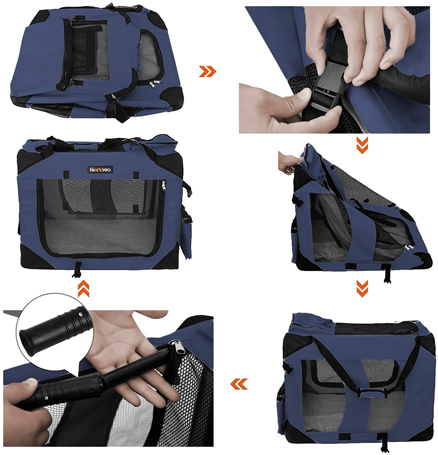 Borsa da trasporto per cani pieghevole per trasportino blu 60 x 40 x 40 cm 12_0000951