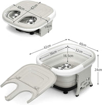 Massaggiatore Plantare Massaggiatore Piedi Elettrico, Massaggia Piedi Portatile, con Funzione Calore Bolle e Rulli Elettronici, Pieghevole Salvaspazio (Grigio)