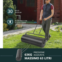 Rullo per Prato Larghezza 90cm Ø30, capacità di Riempimento 63L (Nero)
