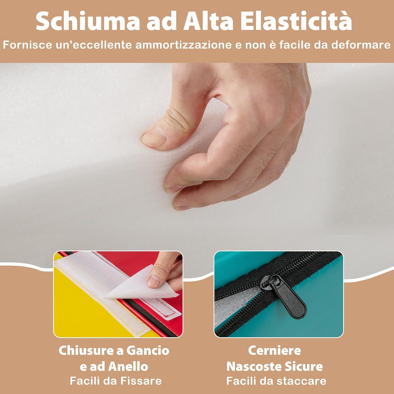 Set 10 Giocattoli da Arrampicata per Bambini, Blocchi da Costruzione in Schiuma Morbidi, Set Attività per Gattonare e Scivolare per Neonati 1-3 Anni