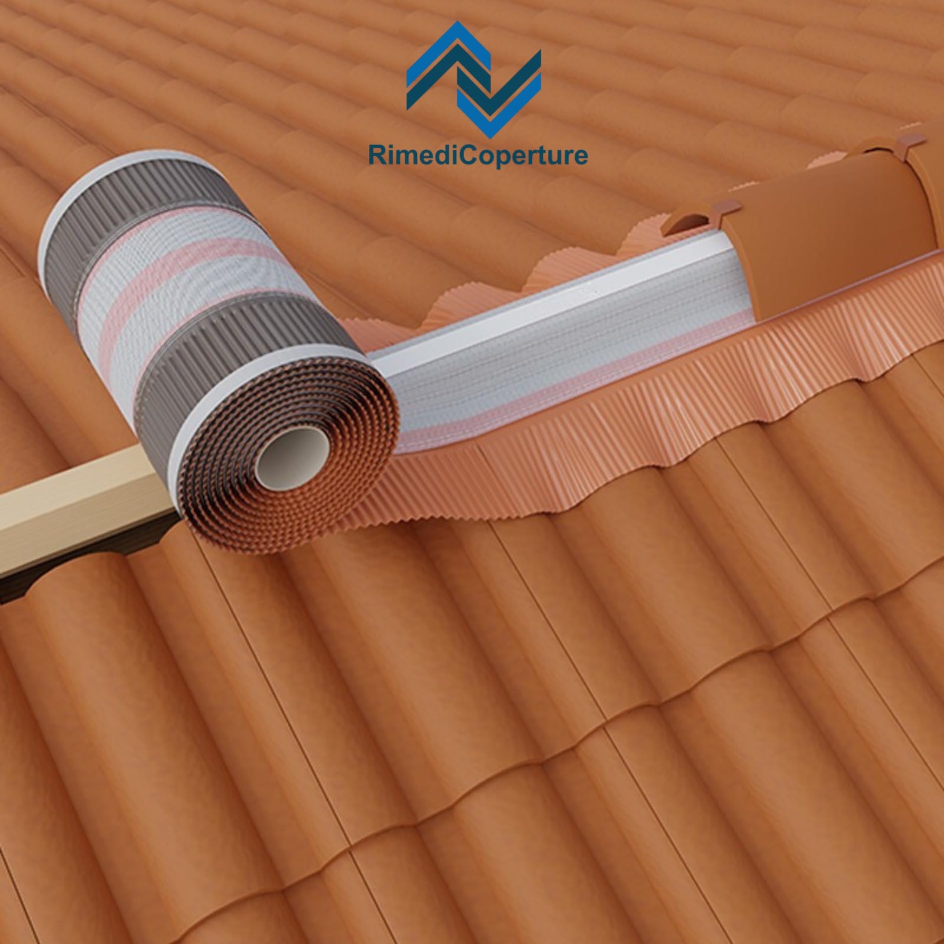 Sottocolmo Universale Top con Fascia in PP e Bandelle Laterali Plissettate in Alluminio, Rotolo da 20 Metri con Adesivo da 200 mm