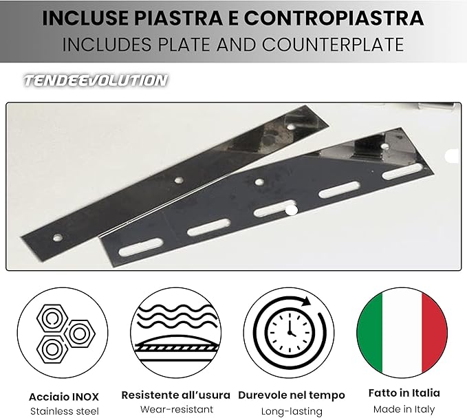 Piastra e Contropiastra in Acciaio Inox da 20cm per Fissaggio Strisce PVC