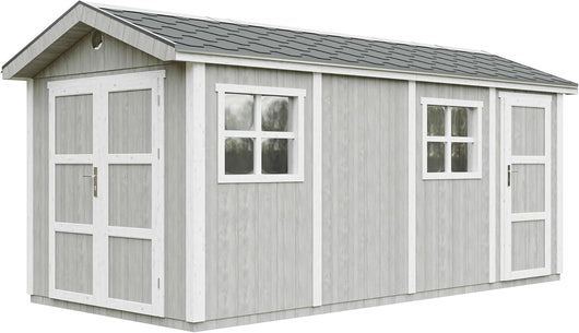 Casetta da giardino di qualit? premium 11,47 m² - H252x250x530 cm - Timbela M915C-TUNDRA GREY