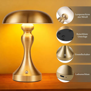 ZMH Lampada da tavolo wireless bronzo dorato touch batteria USB ricaricabile per comodino soggiorno