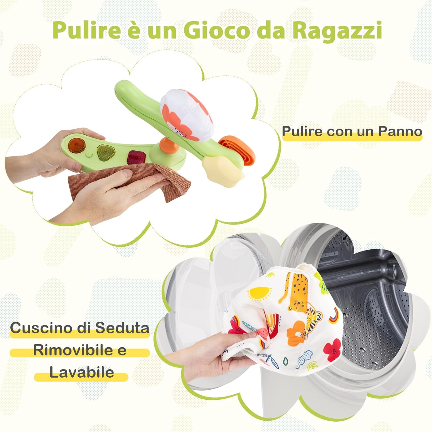 Jumperoo per Bambini, Centro attività Saltella con Altezza Regolabile, Gioco Saltellante con Sedile Girevole a 360°, Saltarello per Neonati con Luci e Suoni per Bambini 6+ Mesi (Giallo)