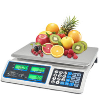 Bilancia Elettronica Professionale da Banco per Alimenti - Bilancia Digitale con 7 Tasti di Memoria e Piatto in Acciaio Inox e Schermo LCD con Prezzo