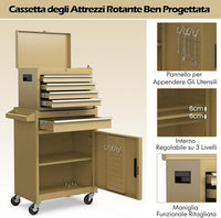 Cassettiera Portautensili a 4 Cassetti, Carrello per Attrezzi con Ruote Bloccabili Ripiano Regolabile e Rivestimento Antiscivolo, 59 x 28 x 102 cm (Giallo Deserto)