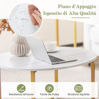 Set di Tavolini da Caffè 3 Pezzi, Tavolino Rotondo e 2 Tavolini Quadrati con Struttura Metallica Robusta, Set di Tavoli da Salotto Moderni 3 Pezzi (Bianco)