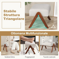 Poltrona Relax a Dondolo con Pouf, Sedia Soggiorno con Schienale Imbottito, Struttura in Legno, Tasca Laterale, Set Poltrona e Poggiapiedi per Soggiorno Camera da Letto