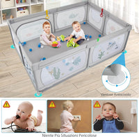 Recinto per Bambini, Box per Bambini con Rete Traspirante, Centro Attività per Bambini con 50 Palline, Box Giochi per Bambini 0-3 Anni (Mondo Sottomarino, 206 x 147 cm)