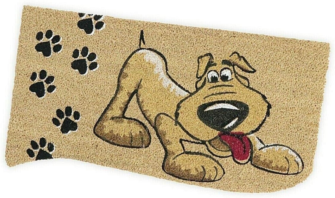 Zerbino Cocco 40x75 cm CANE Retro Gomma Antiscivolo Tappeto Moderno Porta Ingresso Entrata