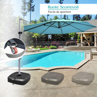 Base con Pedale per Ombrellone con Ruote, Base Riempita ad Acqua/Sabbia per Ombrellone, Supporto per Ombrellone Giardino, con Ripiemento ad Acqua 100 kg, Sabbia Bagnata 150 kg