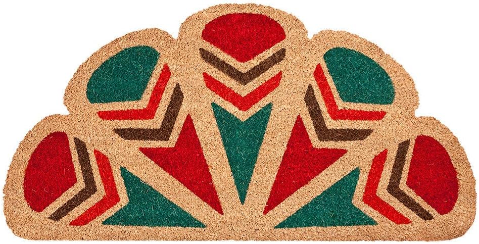 Zerbino Cocco Foglia Semiluna 40x80 cm Retro Antiscivolo RaschiaFango Ingresso Dis.A