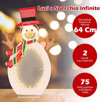 Pupazzo di Neve Illuminato, Decorazione Natalizia con 75 Luci LED, Cappello Rosso e Sciarpa, per Giardino, Cortile e Prato