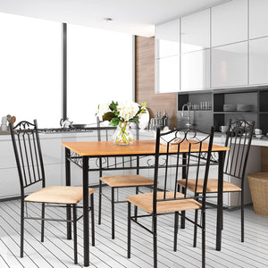 Set da Pranzo da 5 Pezzi con Struttura in Metallo, Set di Tavolo Cucina 107 cm con 4 Posti, Set Mobili Salvaspazio per Soggiorno Cucina Bar Ristorante, Originale e Nero