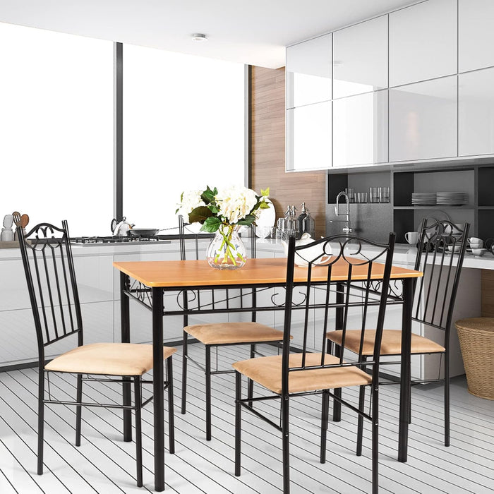 Set da Pranzo da 5 Pezzi con Struttura in Metallo, Set di Tavolo Cucina 107 cm con 4 Posti, Set Mobili Salvaspazio per Soggiorno Cucina Bar Ristorante, Originale e Nero