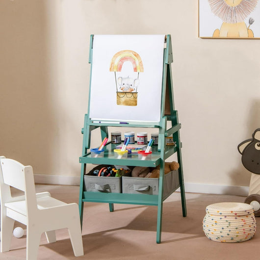 Cavalletto 3 in 1 per bambini, Cavalletto con doppia faccia magnetica e lavagna bianca Verde-Cavalletti e lavagne bambini