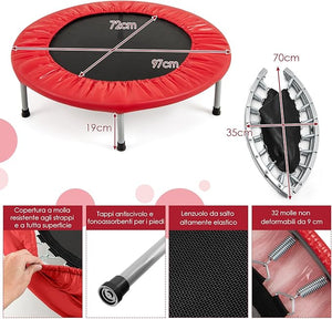 Mini Trampolino Elastico e Pieghevole, Capacità di Carico 150 kg, per Interno ed Esterno