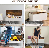 Cassapanca Porta Giochi per Bambini, Scatola di Giocattoli in Legno 2 in 1 con Coperchio, Cassapanca Contenitore da Cameretta Soggiorno Ingresso, 90x45x45,5 cm