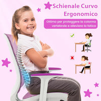 Sedia da Scrivania per Bambini, Sedia Girevole per Computer con Altezza Regolabile, Ruote con Freno, Braccioli Morbidi, Mobile Ergonomica per Bambini 6-15 Anni (Viola)
