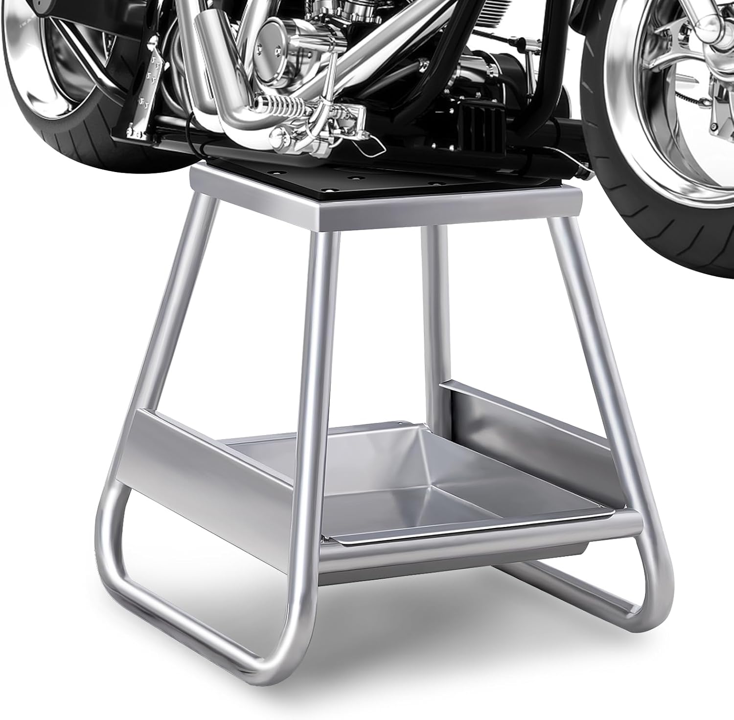 Cavalletto Sollevatore per Moto da Cross, Supporto per Moto Fuoristrada in Metallo con Superficie Antiscivolo, Vaschetta Olio Rimovibile, Portata 450 kg