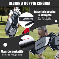 Borsa da Golf con 14 Divisori, Sacca per Mazze da Golf con Borsa Termica, Cappuccio Impermeabile, Maniglie e Tracolla, Ideale per Uomini e Donne, Nero e Grigio