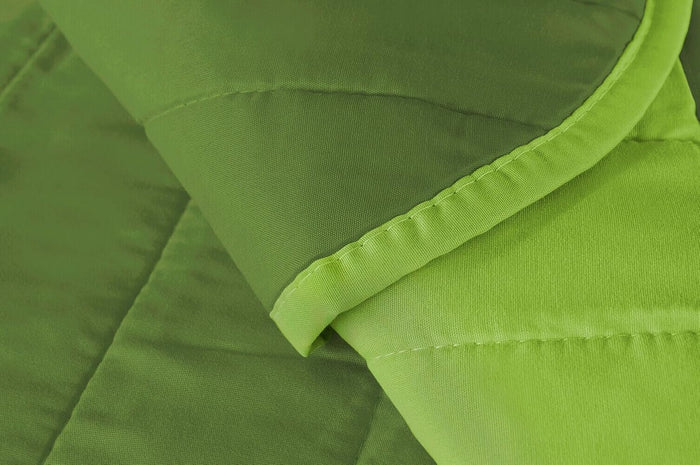 Coppia Set 2 Pezzi Copripoltrona Universale Imbottito Morbido Double Face Elegante Verde