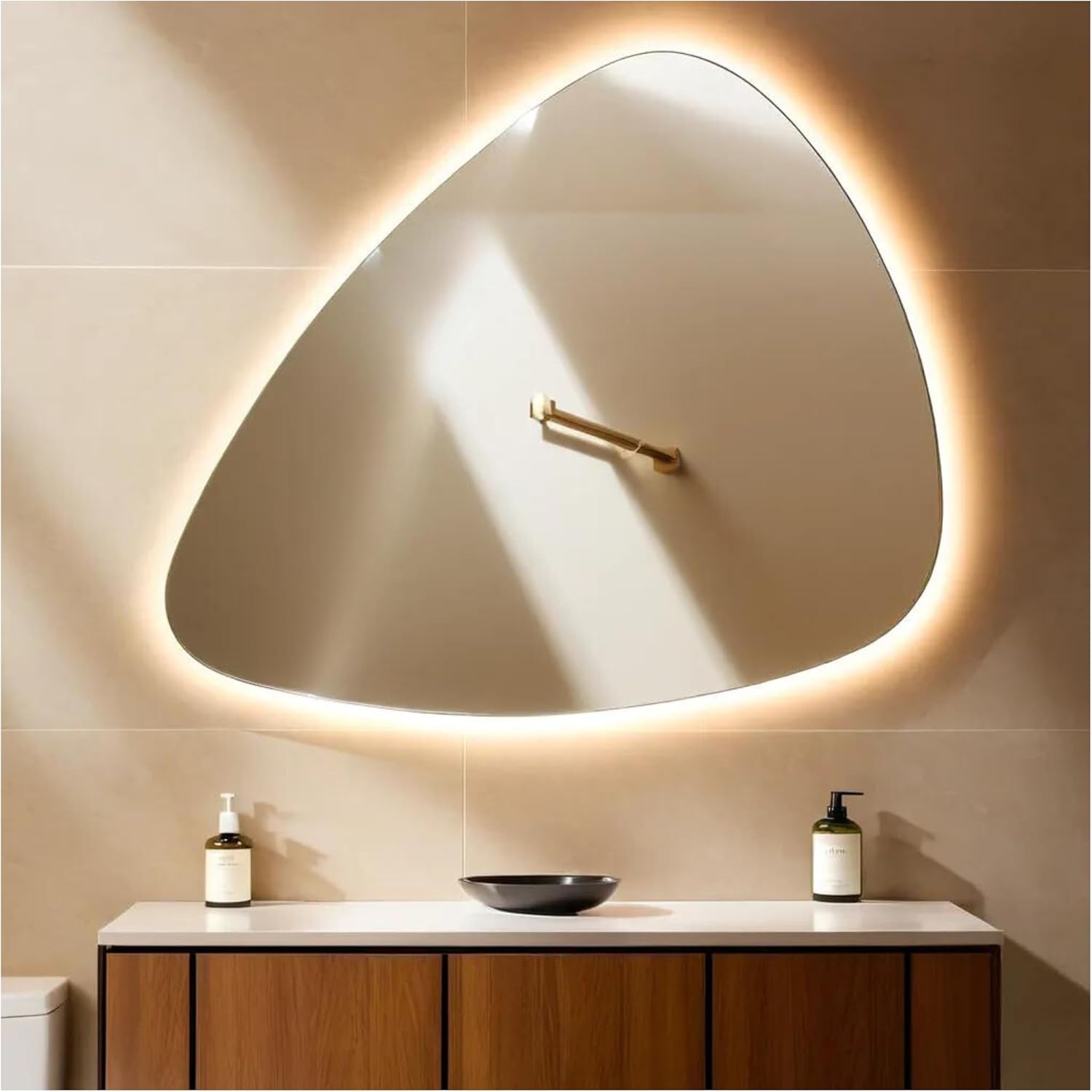 Specchio con Striscia LED 4000K, Specchio bagno AGAPE 100x75 cm com Luce Naturale, Specchio da parete, Specchio con led