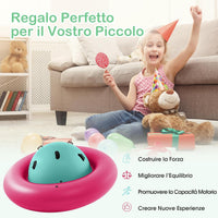 Giostra Gonfiabile a Pianeta per Bambini da 223CM per Inclinare, Arrampicarsi e Saltare con 6 Maniglie Incorporate, Giocattolo Spaziale per Esterno per Bambini dai 5 Anni+ (Rosa+Verde)