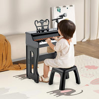 Set Pianoforte Elettrico per Bambini a 37 Tasti, Tastiera Digitale con Microfono Regolabile, Supporto per Spartiti Rimovibile, Funzioni di Record e Playback, per Bambini 3+ Anni (Nero)