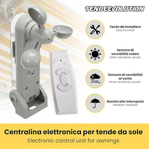 Motore Elettrico Professionale 100Kg/50Nm Silenzioso con Centralina Sole-Vento, Telecomando - Tapparelle/Tende Sole Ø70mm