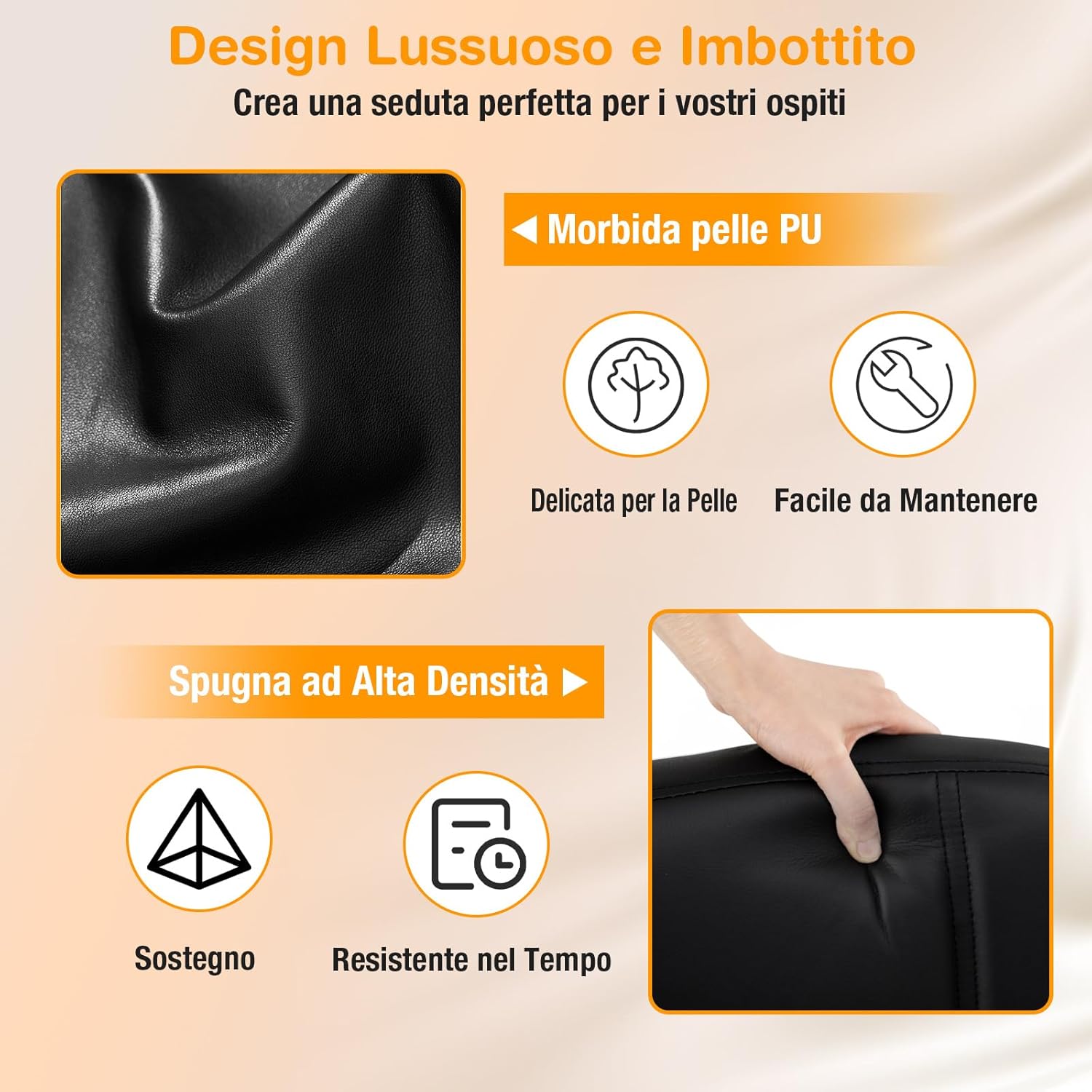Set di 2 Sedie per Ospiti, Poltrona in Pelle Artificiale con Struttura in Metallo e Braccioli Imbottiti, Sedia da Ufficio Moderna per Sala Conferenze, Portata 120 kg