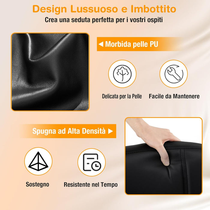 Set di 2 Sedie per Ospiti, Poltrona in Pelle Artificiale con Struttura in Metallo e Braccioli Imbottiti, Sedia da Ufficio Moderna per Sala Conferenze, Portata 120 kg