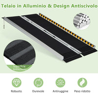 Set di 2 Rampa per Sedie a Rotelle in Alluminio, Rampa Telescopica Pieghevole con Superficie Antiscivolo, Capacità di Carico di 272 kg, per Soglie, Gradini, Scale (122 x 74cm)