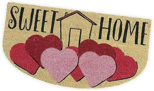 Zerbino Cocco 40x75 cm SWEET HOME Retro Gomma Antiscivolo Tappeto Moderno Porta Ingresso Entrata