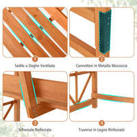 Panchina 2 Posti con Arco da Giardino per Rose e Rampicanti, Pengolato con Panchina in Legno di Abete, Graticcio per Piante da Esterno per Balcone, Cortile e Terrazzo (120 x 58 x 189 cm)