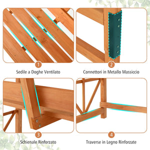 Panchina 2 Posti con Arco da Giardino per Rose e Rampicanti, Pengolato con Panchina in Legno di Abete, Graticcio per Piante da Esterno per Balcone, Cortile e Terrazzo (120 x 58 x 189 cm)