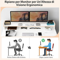 Scrivania per Computer, Scrivania con 2 Librerie, Ripiano e Kit di Antiribaltamento, Scrivania Salvaspazio da Ufficio, Studio, Soggiorno e Camera da Letto, 120 x 54 x 90 cm, Bianco