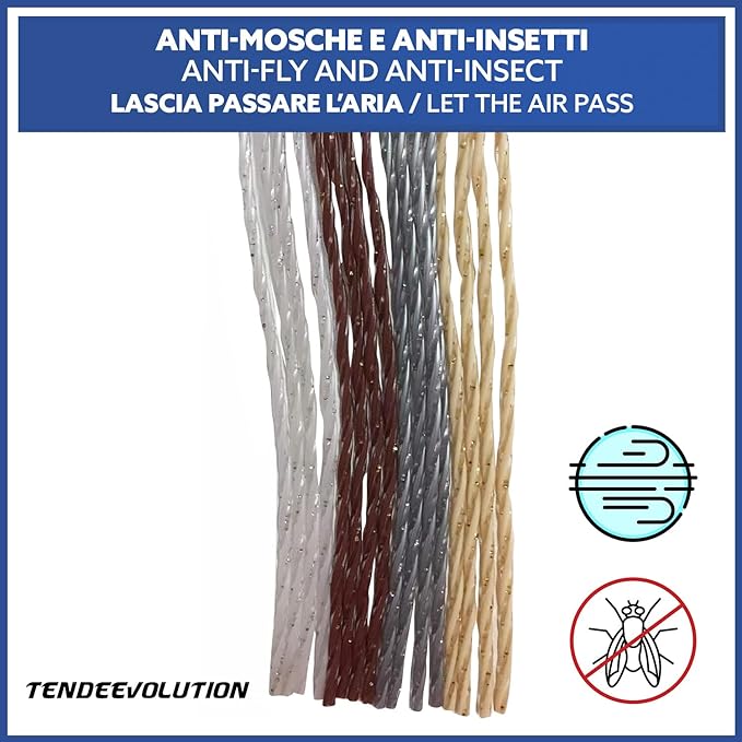 Tenda Antimosche Modello GLIT PIENO in PVC, Plastica Salmone | Largh. 1,20m x Alt. 2,60m | Protezione Insetti, Porta, Esterno, Interno