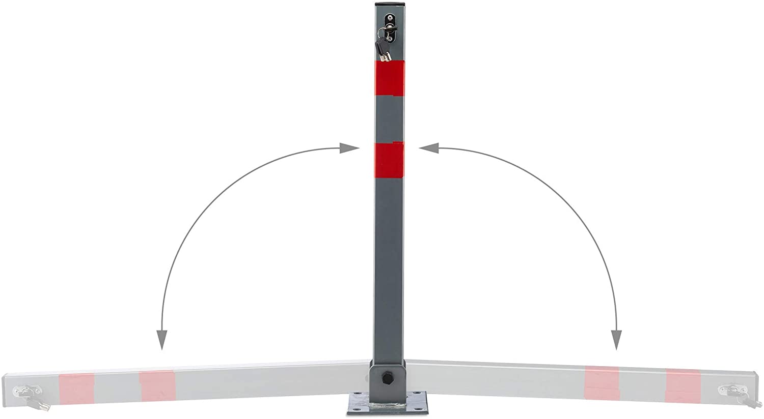 Barriera per parcheggio auto pieghevole cm 65 acciaio grigio e strisce rosse 13_0002309