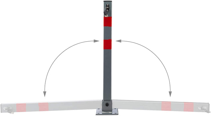 Barriera per parcheggio auto pieghevole cm 65 acciaio grigio e strisce rosse 13_0002309